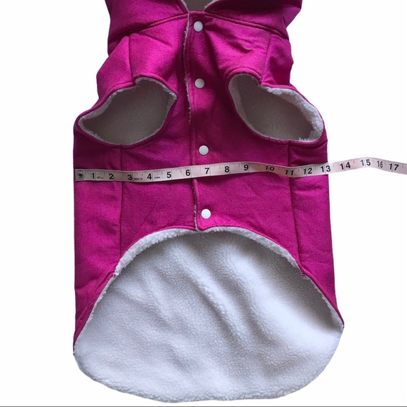 NEW Dog Coat w Hood Pink Metallic Sherpa Fleece M/L NWT - Picture 4 of 13